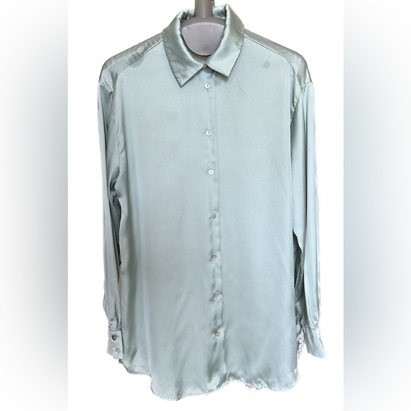 Zara Satin Long Sleeve Top (Medium) - Picture 3 of 6